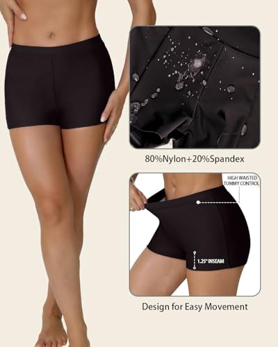 Women's Swim Shorts 1.3" High Waisted Quick Dry Bikini Swimsuit Bottoms Board Shorts Bathing Suit4