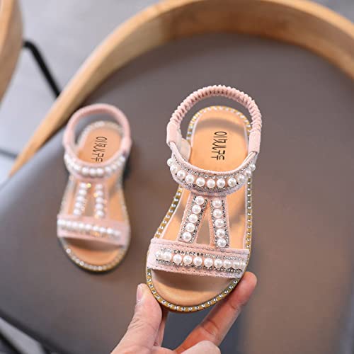 Little Girl Sandals Infant Single Girls Pearl Roman Baby Crystal Princess Kids Sandals Shoes Toddler Baby Shoes (Pink, 10 Little Kid)3