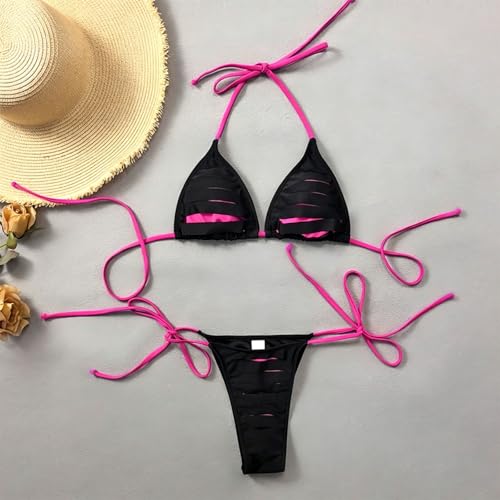 Traje de baño con lazo ajustable de cuello de piezas y cortes huanos 6