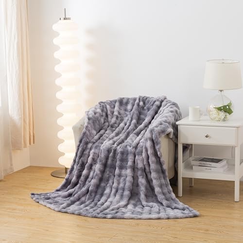 Couverture à bulles lit et canapé plaid gris confortable 153x203cm