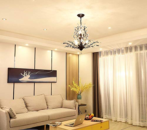 Ganeed Crystal Chandeliers,Vintage 8 Lights Pendant Light,K9 Clear Crystal Chandelier Lighting Fixtures,Ceiling Light For Living Room Bedroom Restaurant Porch Hallway (Black) #TOP1