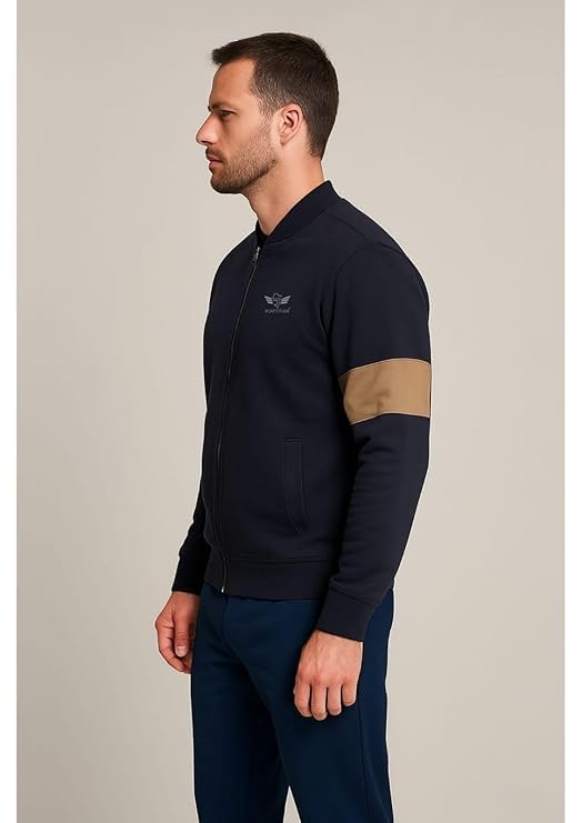 Image of Men Winter Fleece Zip Up Jacket Warm Athletic Sports Track Jacket Lightweight Running Workout Sweatshirt with Pockets