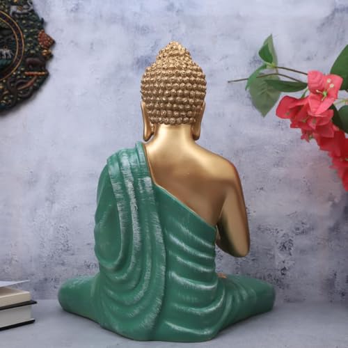 Image of The Advitya Buddha Idol for Home Decor|Buddh /Gautam Buddha /Shakyamuni Statue Figurine Showpiece for House Warming Birthday Corporate Gift|Home Decoration Items for Living Room (Sea Green - 14.5 inch)