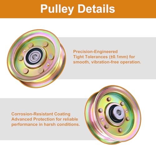 Antanker 131494 Idler Pulley Compatible with Craftsman Mower LT1000 LT2000 Tractors Mower Deck Pulley for Husqvarna Poulan Roper Craftsman 173437 165888 532104360 532131494, 2 Pack - Thumbnail 3
