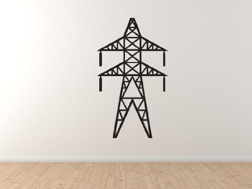 Industry #8 - Transmission tower Power Line Electricity Pylon - 45" Black Wall Vinyl Decal Decorative