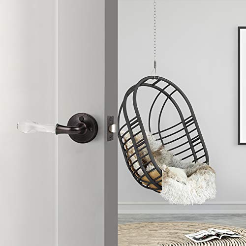 Goldentimehardware (1 Pack) Privacy Door Handle Lever Door Knob Glass,Oil Rubbed Bronze,Privacy Door Lock Bedroom Bathroom Keyless Lockset, Interior Door Use,Drop Shape Lever Handle #TOP2
