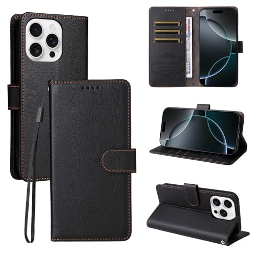Coque iPhone Xs Max portefeuille cuir noir uni étui anti-rayure pratique