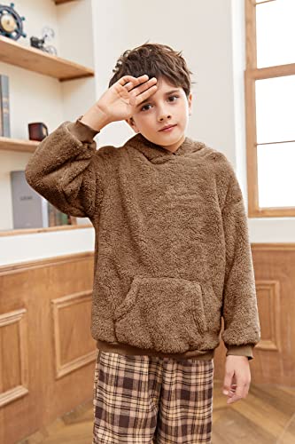 Image of Makkrom Boys Girls Sherpa Hoodies Fleece Hoodie Pullover Outfits for Kids