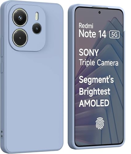 Image of DIZORO Compatible with Mi Redmi Note 14 5G Back Cover with Upgraded Square Edges for Camera Protection Shockproof Flexible Matte Liquid Silicone Mobile Phone Case (Carolina.)