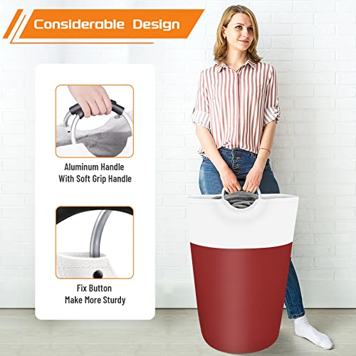 Image of BlissTotes Laundry Basket, Laundry Hamper, Collapsible Laundry Baskets, Dirty Clothes Hamper, Waterproof Laundry Basket with Foam Protected Aluminum Handles for College Dorm, Family 75L (Red) | Collapsible Dirty Clothes Hamper, Foldable Laundry Bag for Dorm, Waterproof Fabric, Padded Aluminum Handles