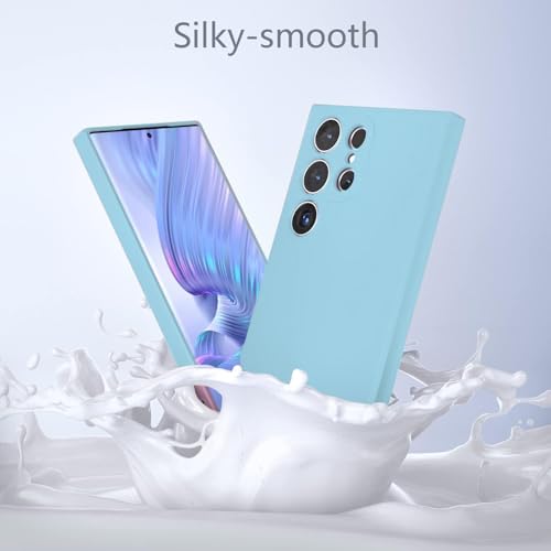 Image of DIZORO for Samsung Galaxy S23 Ultra Phone Case Liquid Silicone, Cute Thin Slim Soft Rubber TPU Plain Smooth Gel Back Cover for Women Girl Men, Matte Solid Protective & Shockproof Bumper Mint