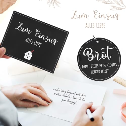 MEJOSER Brot und Salz Geschenk zum Einzug, 2 Anhänger + 1 A6 Karte (kein Korb) zum Einzug, Einzugsgeschenke Wohnung, Einweihungsgeschenk Haus, Geschenk zum Einzug Umzug Richtfest