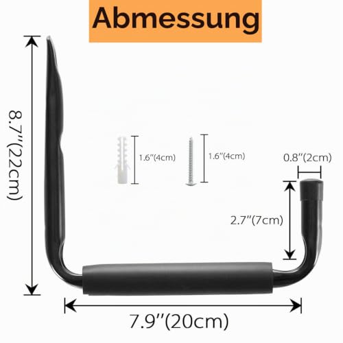 Foto von Wandhaken Garage Gummiert Haken, 6er Set Schwarz Unihaken Stahl 220 x 200 mm, Wandhalter Ordnungshelfer für Keller zur Aufbewahrung von Werkzeug, Fahrrädern, Gartengeräte, Surfbrett und Skier