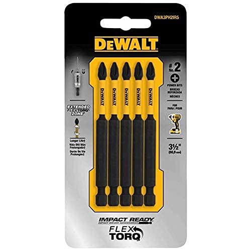 DEWALT ACCESSORIES DWA3PH2IR5 3.5' Impact #2 Phil Bit, 5 Piece (1 Pack)