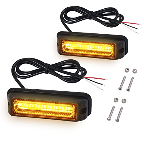 Justech 2PCS 9CM COB Luces de Emergencia para vehículos 12V 24V Luz de Advertencia de Peligro Ámbar Luces de Estroboscópica con Encendedor de Cigarrillos para Camiones Remolque Caravanas Tractores