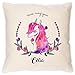 Maverton 45x45 Oreiller personnalisé en coton pour enfant - Matériau naturel et antiallergique - Cadeau d’anniversaire - Coussin imprimé pour jeunesse - Licorne