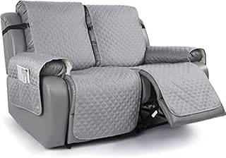 Recliner Sofa Cover 1-Pieces Anti-Slip Couch Covers for Reclining Couches 3 Seat Water Repellent Sofa Slipcover for 3 Cushion Couch Quilted Pet Dog Furniture Protector (Light Gray,2 Seater 52")