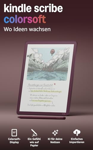 Amazon Kindle Scribe Colorsoft 64 GB (neueste Generation) – 11-Zoll-Farbdisplay mit Frontlicht – Dünn, leicht, leistungsstark – Dokumente, Bücher und integriertes Notizbuch – Feige