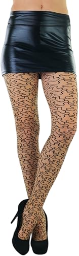 Image of ToBeInStyle Women's Strappy Zig Zag Lace Up Bandage Print Fashion Goth Tights