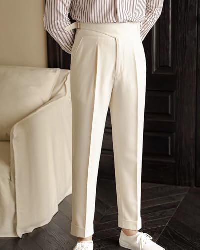 Men's High - Waisted Pleated Trousers: Modern & Comfortable Dress Pants for Men3