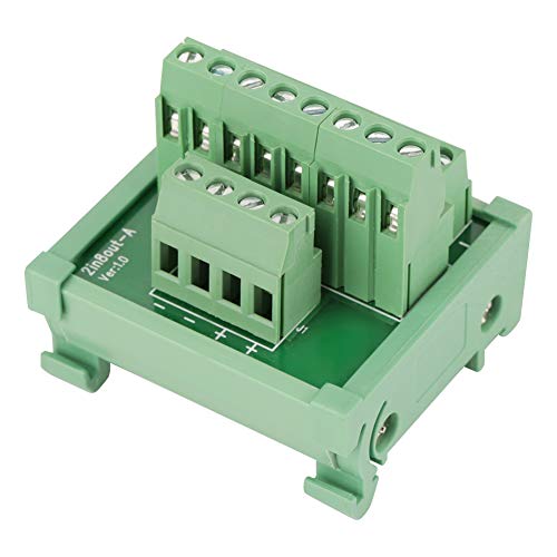 2 in 8 Out DIN Rail Panel Mounting Power Distribution Module Breakout Board, 35mm Width 5mm Terminal Pitch Adapter for Power Distribution DIN Rails Panels