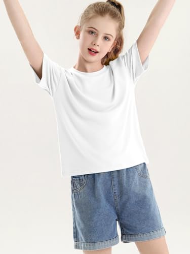 Girls Short Sleeve T Shirts Kids Summer Crewneck Tops Basic Tees 5-14 Years3