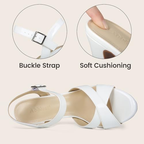 Image of Platform High Heels for Women Strappy Chunky Heels Sandals for Women Open Toe Block Heeled Sandals with Ankle Strap Summer Dress Shoes