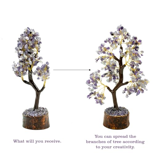 Image of Amethyst Crystal Tree (300 Beads) | Handmade Home Decor Bonsai | Vastu & Feng Shui Gift Item | Healing Crystals Tree for Home Decoration, Spiritual Gifts | Size 9-10 Inch