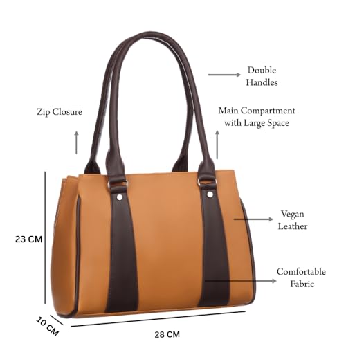 Image of Stylish Women Faux Leather Handbags Medium size 3 Comaprtment Office College Daily use Shoulder bag for Women