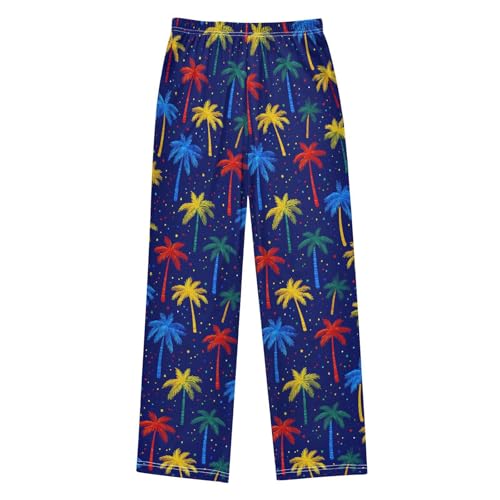 ALAZA Color Palm Tree Blue Pajama Lounge Pants Long Sleep Pajama Bottoms with Pockets2