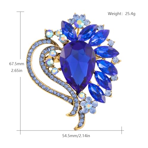 Image of LAXPICOL Vintage Austrian Crystal Elegant Heart Flower Brooch Pin For Women Wedding Broach Pin