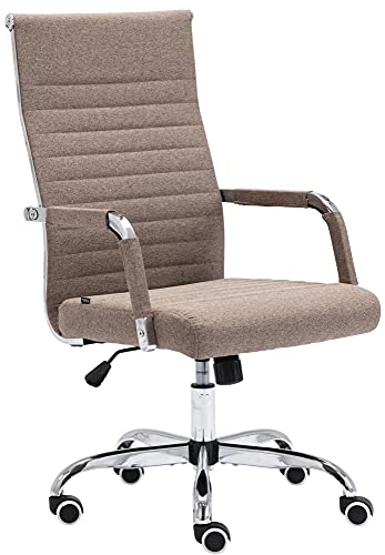 CLP Chaise De Bureau Amadora en Similicuir Ou Tissu avec roulettes I Fauteuil De Bureau Ergonomique Réglable en Hauteur I Dossier Et accoudoirs, Couleur:Taupe, matière:Tissu