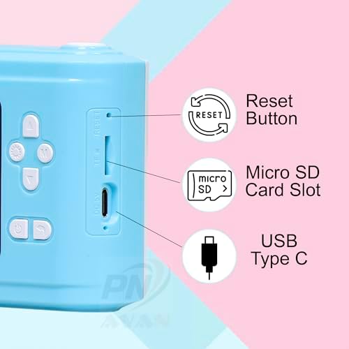 Kids Digital Camera with Instant Print, 2.4" LCD Screen, 8 Thermal Paper Rolls (Blue- Model 1)