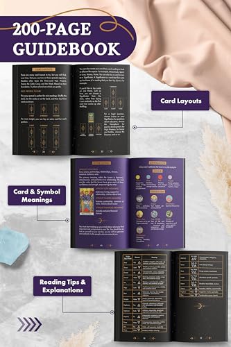 Wyspell Tarot for Learning - Tarot Cards with Meanings on Them - Beginner Tarot Deck with Meanings on Them - Tarot Cards for Beginners with Guide Book
