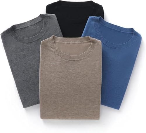 Mens O Neck Short Sleeve Sweater Tshirt Casual Business Knitted Wool Pullover2