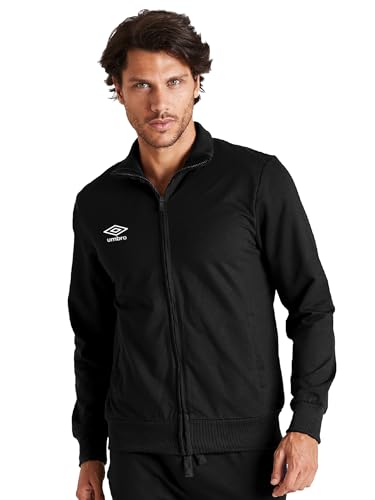 Umbro - Sweatshirt pour Homme en Peluche d'hiver en Coton Chaud avec Fermeture éclair, sans Capuche, Combinaison Homme en Coton molletonné, Sport, Maison,...