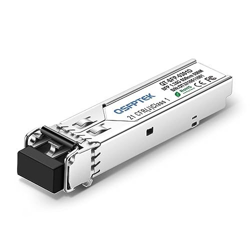QSFPTEK 1.25G Gigabit SFP Fiber SFP Module, 1000BASE-SX Multimode LC Mini-GBIC Transceiver 850nm 550m DDM for Arista SFP-1G-SX, Ubiquiti, Netgear, Mikrotik, D-Link, TP-Link, Broadcom, Qnap Nas