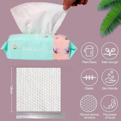Image of Baby Bucket Disposable Soft Cotton Face Towel, Soft Baby Dry Wipe, Wet and Dry Use, Made of Pure Cotton, Lint-Free Unscented Disposable Tissue for Sensitive Skin (50 count (Pack of 1)