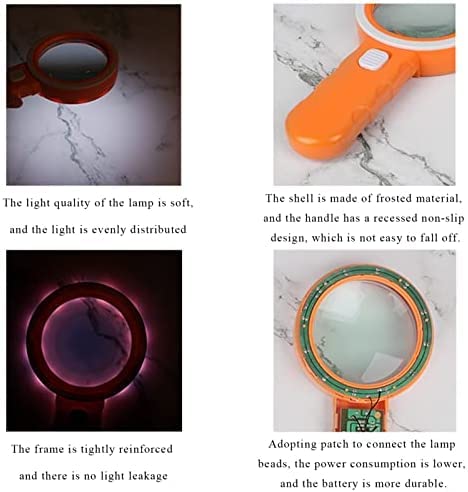 Lupas con luz, Lupa Grande de Mano 30X, Lupa iluminada para Lectura, degeneración Macular, Personas Mayores, Regalos para Personas Mayores,Silver