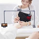 Half Moon Light for Nail Desk, Foldable Square Nail Tech Lamp with Phone Holder, Infinitely Knob Arch Light, Charging Function, 3000-6000K Dimmable, Manicure Light (85 * 41.5cm)(Silver)