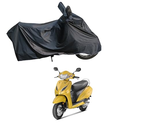 Image of Dust & Waterproof Bike Scooty Body Cover Compatible with Activa 5G Double Mirror Pocket with Over Lock Protection (Black)