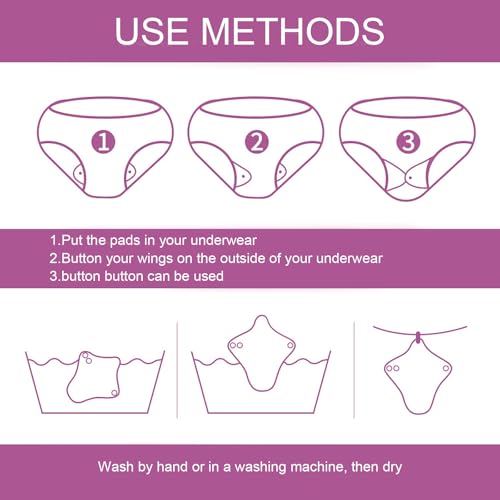 Image of PHOGARY Reusable Menstrual Pads (7 in 1), Bamboo Cloth Pads for Heavy Flow with Wet Bag, Washable Overnight Cloth Panty Liners Period Pad, Large Sanitary Pad Set with Wings for Women (Pack of 3)