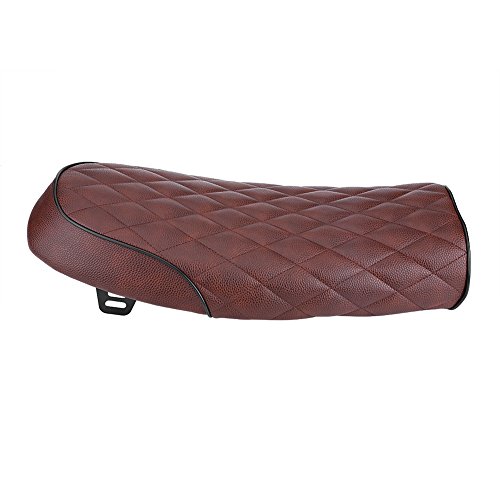 Siège Vintage Cafe Racer, Coussin en Cuir PU pour Moto, Coussin de Selle Plat pour CG125 GN CG CB400SS(Brun)