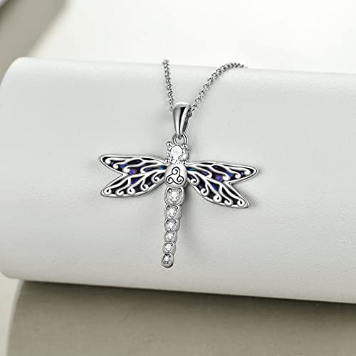 Sterling Silver Dragonfly Necklace Triskele Celtic Dragonfly Gifts Abalone Shell Jewelry for Women Girls - Image 3