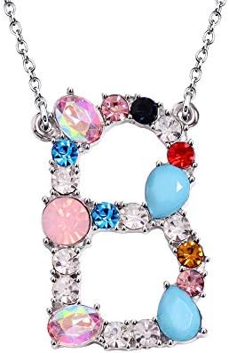 Mother Gift,A-Z Initial Silver Crystal Necklace For Women Lady Girl Daughter Sister Friends Birthday Gift
