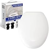 VILSTEIN | Premium Toilettendeckel mit Absenkautomatik | Edelstahl Befestigung | Abnehmbar | Antibakteriell | Softclose | Toilettensitz Klodeckel Klobrille WC Sitz | Weiß
