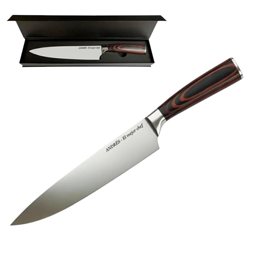 regalo grabado Cuchillo Chef Personalizado 21cm Liso de Cocina Inox Caja