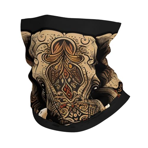 Elephant Ethnic Indian traditional brown Neck Gaiter Face Cover Scarf Balaclava Bandana for Women Men Gaiter Mask for Motorcycle Cycling Riding Skiing Party miniatura 1