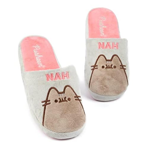 Pushen Womens Pantoffers Erwachsene Teenager Katze Nah oder Plüschhausschuhe 38-39 EU