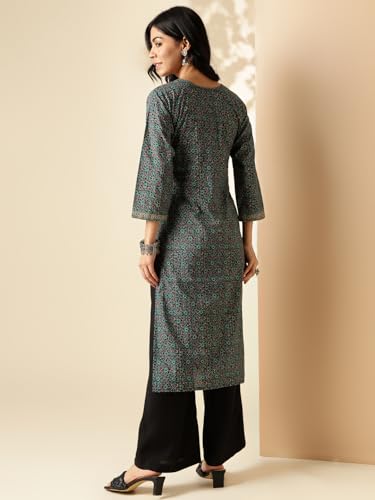 Image of Vbuyz Women's Floral Printed Straight Cotton Special wear Kurtas for Women | Cotton Kurtas for Women | A-Line Kurtas Kurtis | Designer Kurta | Kurtas for Women | Printed Kurtas